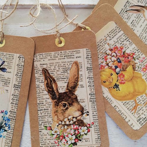 Lot de 10 petites cartes vintage pâques