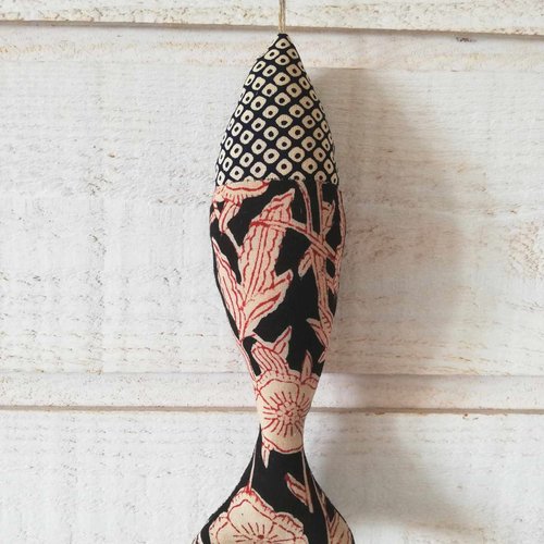 1 poisson tissu indien (n°2) noir