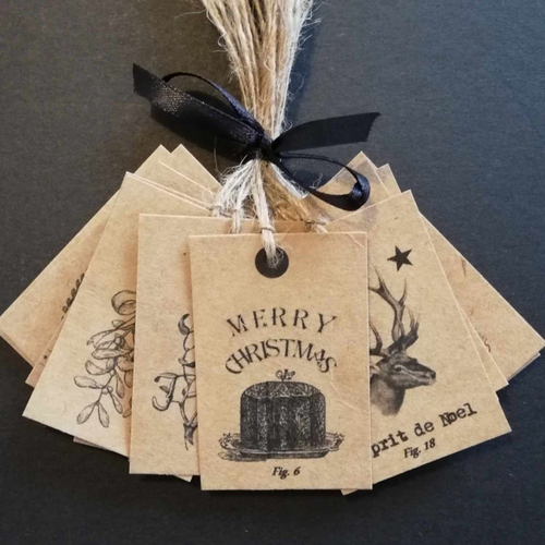Lot de 18 étiquettes kraft - noël (petit modèle)