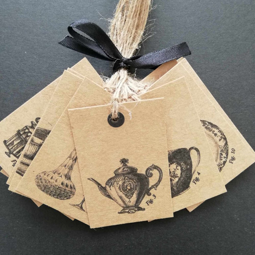 Lot de 18 étiquettes kraft - dîner (petit modèle)