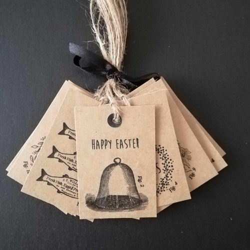 Lot de 18 étiquettes kraft - pâques (petit modèle)