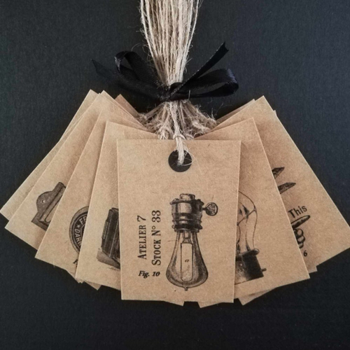 Lot de 18 étiquettes kraft - cabinet de curiosité (petit modèle)