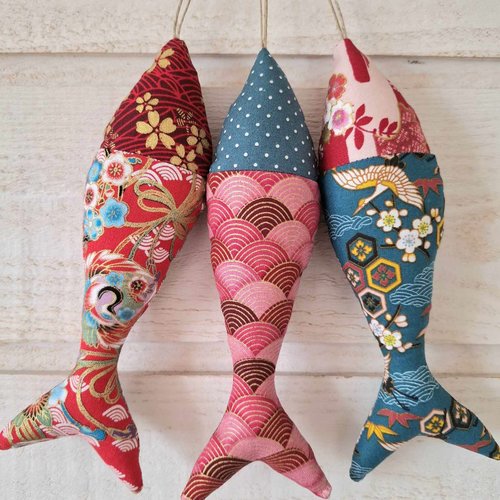 Lot de 3 poissons tissus (n°11) japonais