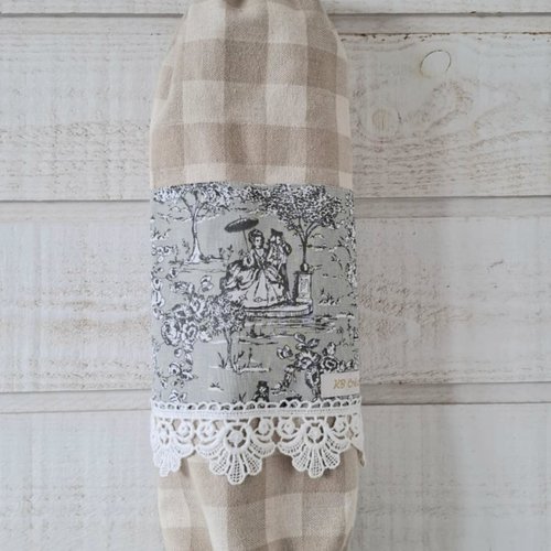 Sac à sacs (n°35) toile de jouy gris /beige
