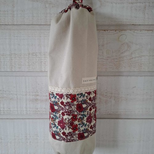 Sac à sacs (n°35) neige et fleuri bordeaux