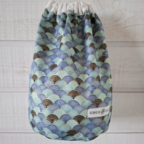 Sac à lingerie / pochon (n°151) japonais bleu