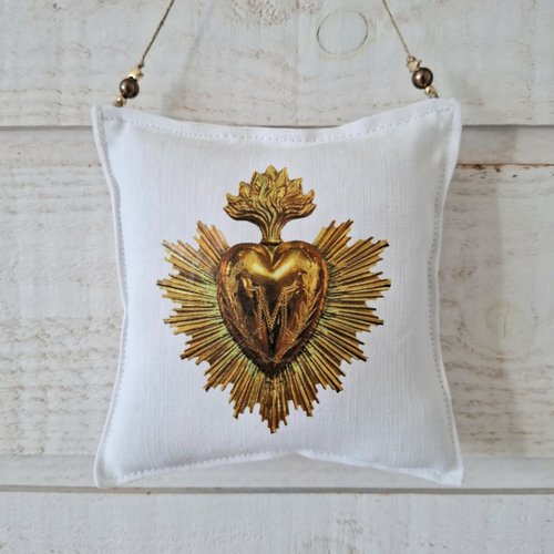 Coussin de porte ex voto (n°14) coeur blanc