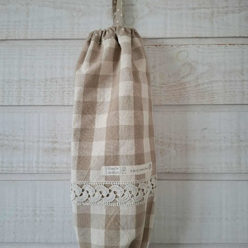 Sac à sacs (n°34) beige à carreaux