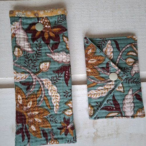 Etui à lunettes et pochette (tissu boutis indien)