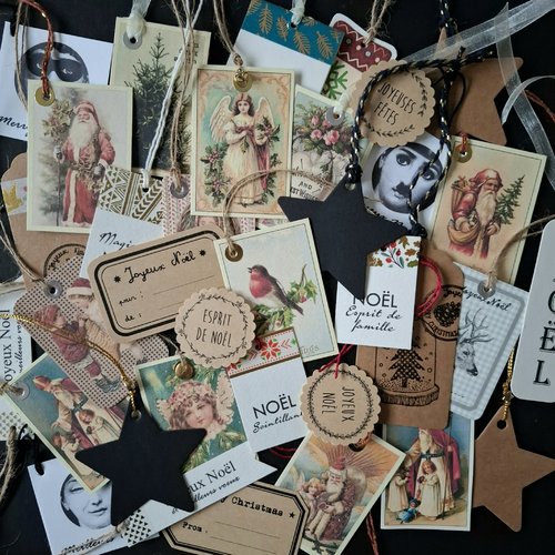 Lot de 35 étiquettes de noël mixe