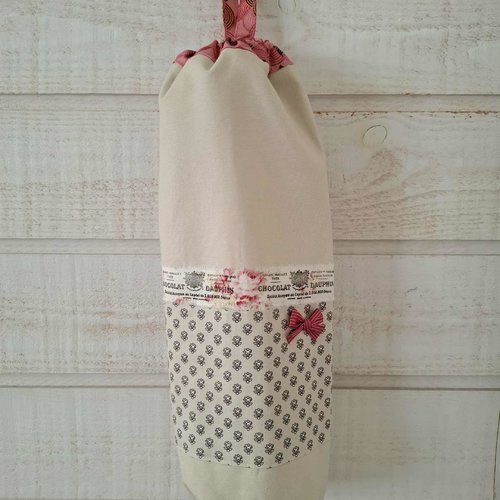 Sac à sacs (n°39) beige et fuchsia