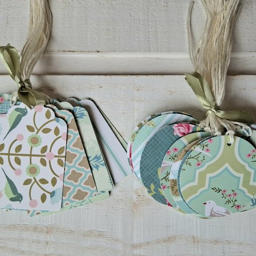 Lot de 44 étiquettes shabby tilda (rondes et rectangulaires)