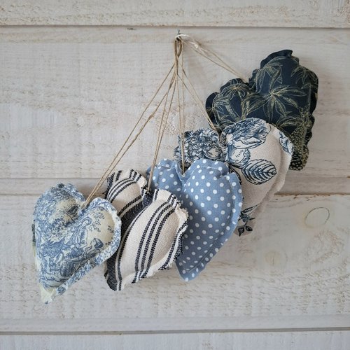 5 petits coeurs bleus