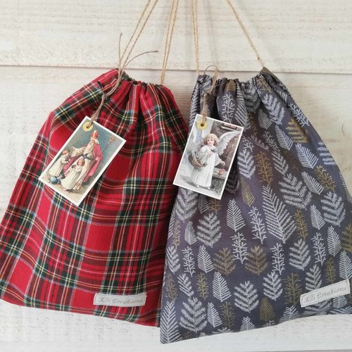 2 pochons tissu de noël