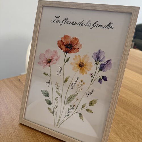 Cadre personnalisable bouquet familial