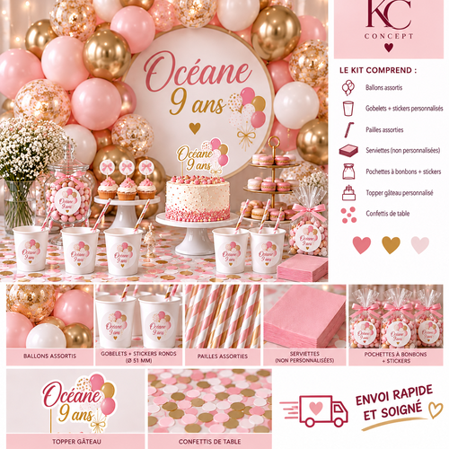 Kit / package anniversaire rose personnalisé