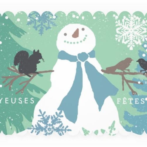 Carte simple festonnée bonhomme de neige avec enveloppe