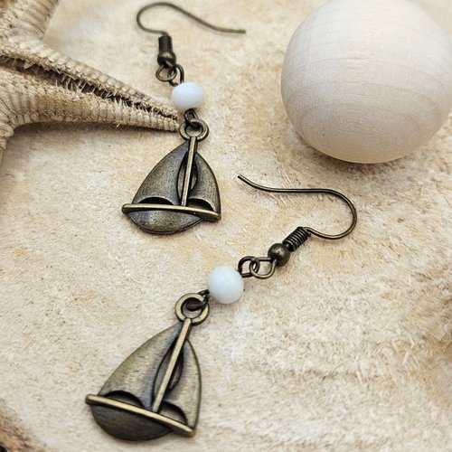 Boucles d’oreilles bateau – pièce unique