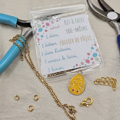 Petit kit créatif de pâques – fabriquer son collier œuf coloré – activité enfant