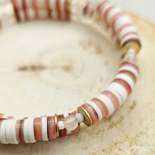 Bracelet pierre de lune & coquille – lithothérapie – bijou bohème doux – pièce unique