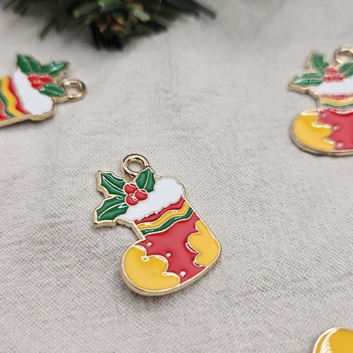 Breloque chaussette de noël - pour vos créations de noël