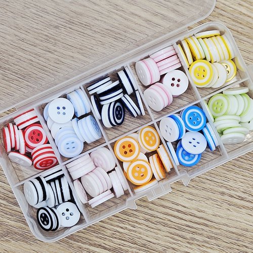 Boîte de boutons en acrylique – 12 mm – couleurs mixtes – mercerie couture & diy