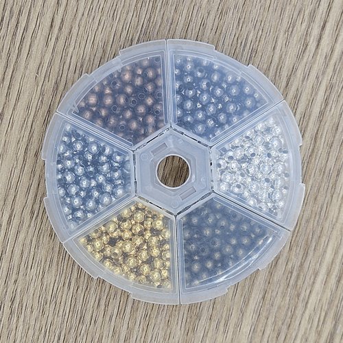 Boîte ronde de perles en alliage de fer – 4 mm – 6 couleurs – fournitures bijoux & diy