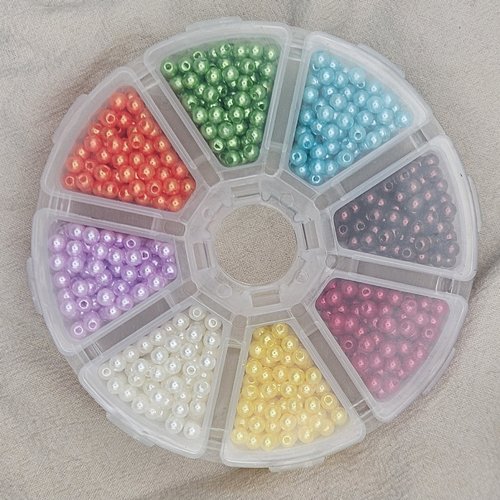 Boîte de perles rondes en acrylique – 4 mm – couleurs mixtes