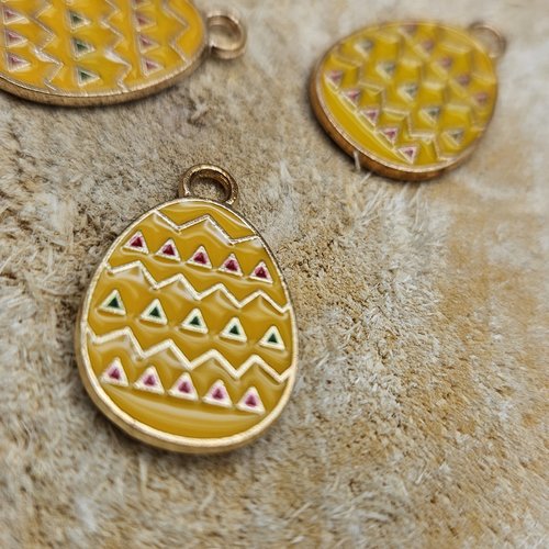 Breloque œuf de pâques émaillé – pendentif œuf coloré – breloque bijou – fourniture création bijoux