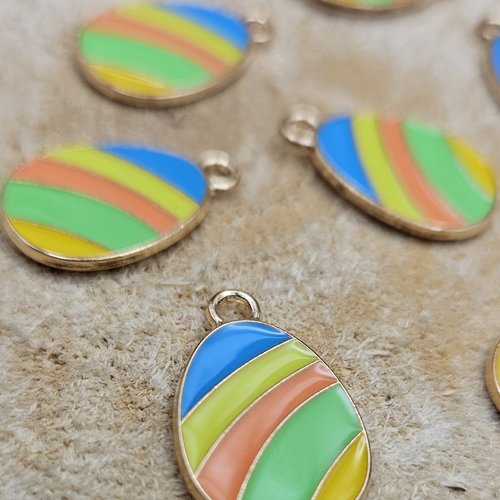 Breloque œuf de pâques émaillé – pendentif œuf coloré – breloque bijou – fourniture création bijoux