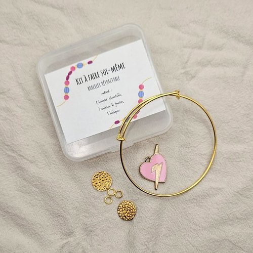 Kit créatif bracelet rétractable « cœur & éclair »