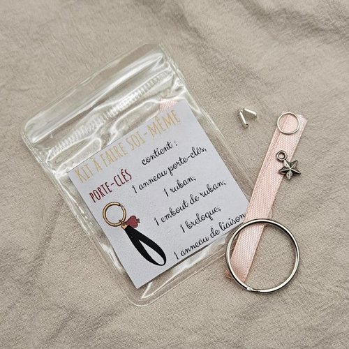 Kit créatif diy porte-clés étoile à faire soi-même – activité diy débutant avec ruban rose