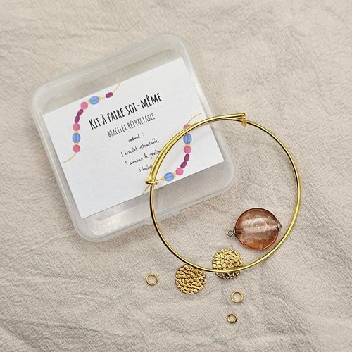 Kit créatif bracelet rétractable doré à faire soi-même - perle orangée