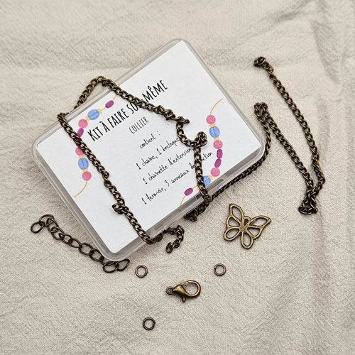 Kit collier papillon à faire soi-même - diy bijou bronze - pièce unique