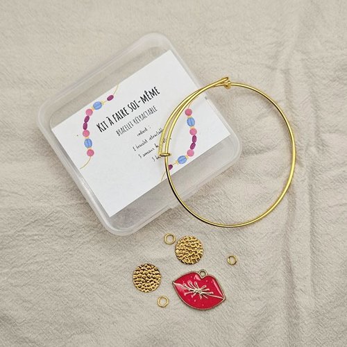 Kit bracelet rétractable à faire soi-même - diy bijou lèvres rouges - pièce unique - création originale