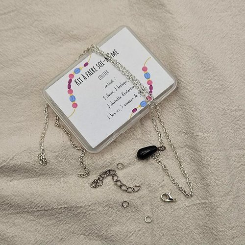 Kit collier à faire soi-même - diy collier goutte noire - perle de seconde vie - pièce unique