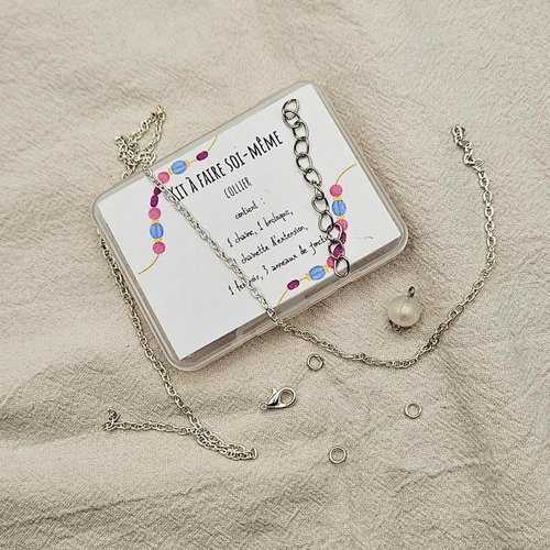 Kit collier à faire soi-même - diy collier perle blanche nacrée - élément de seconde vie - pièce unique