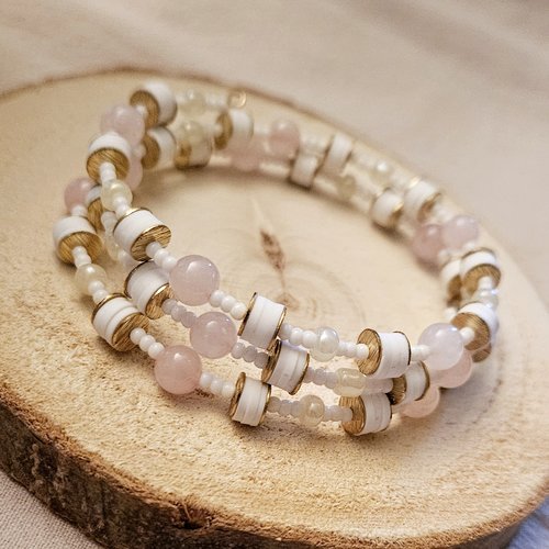 Bracelet de lithothérapie en quartz rose