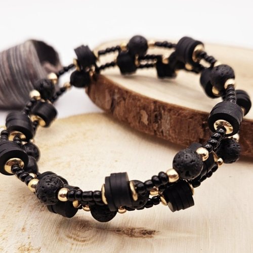 Bracelet de lithothérapie en pierre de lave
