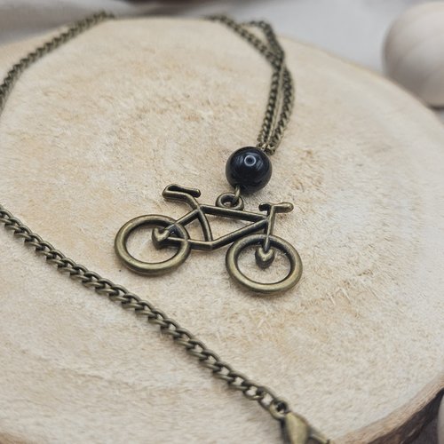 Collier vélo – perle noire | mini-série – matériaux de seconde vie