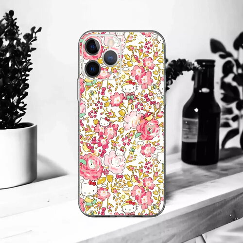 Coque souple hello kitty pink pour iphone 17, 16, 15, 14, 13, 12, 11, xr, x, se, 8, 7