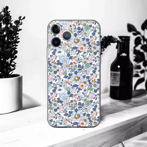 Coque souple betsy bleu denim pour iphone 17, 16, 15, 14, 13, 12, 11, x, xr, se, 8, 7