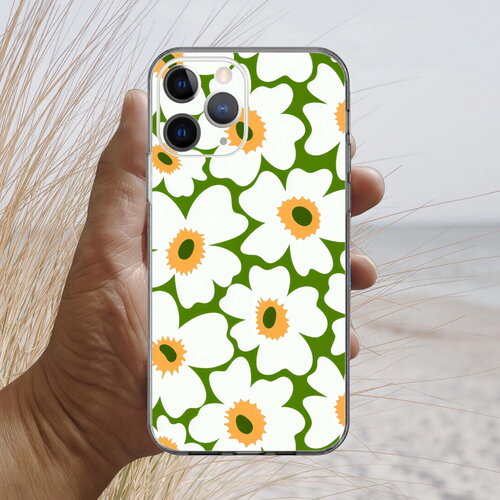 Coque iphone 17, 16, 15, 14, 13, 12, 11, 10, 8, se liberty fleurs blanches et vertes