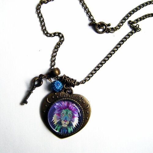 Pendentif cabochon &quot;roi de la jungle&quot;