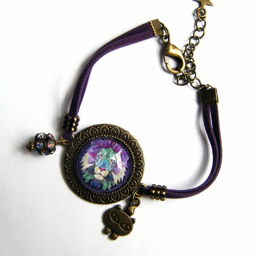 Bracelet cabochon bronze &quot;le roi de la jungle&quot;