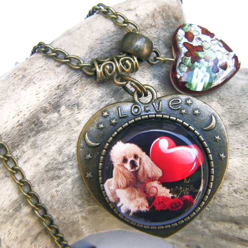 Pendentif cabochon "un amour de caniche"