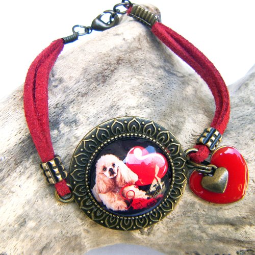 Bracelet cabochon "un amour de caniche"