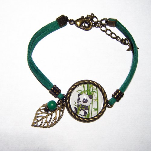 Bracelet à breloques, panda, cabochon