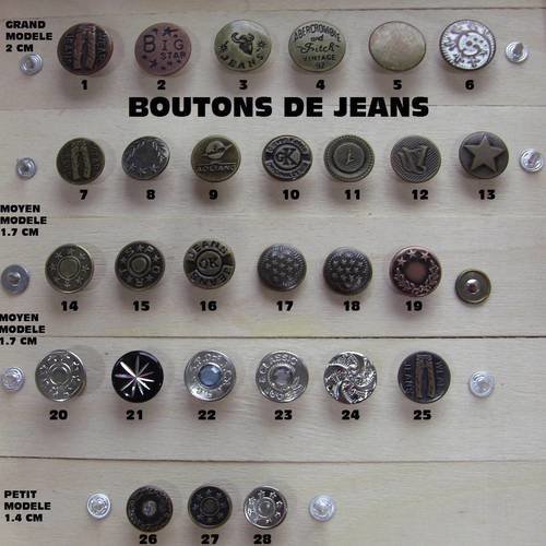 10 boutons jeans rivets Boutons Jeans Boutons 17,8mm 20 