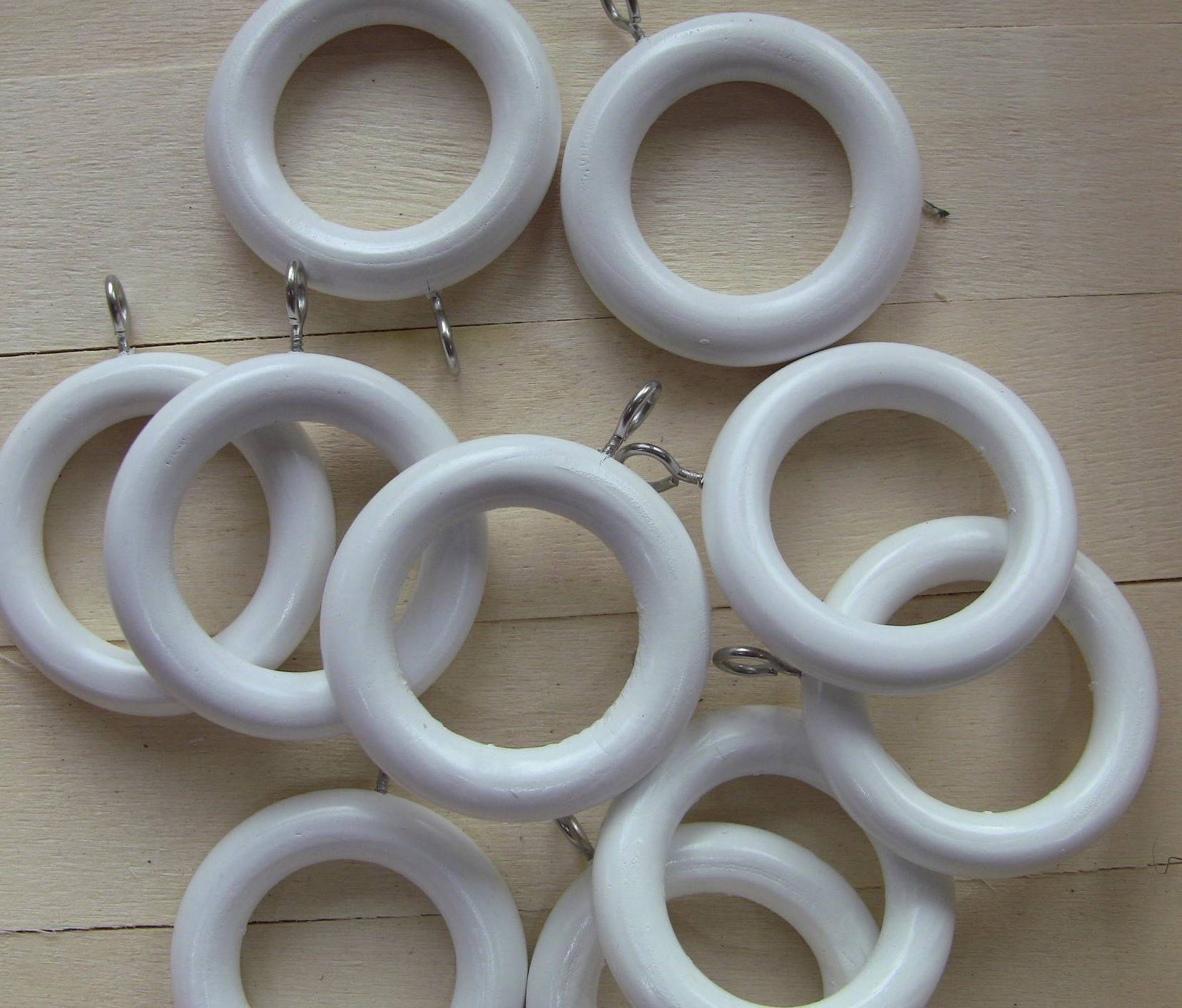 Anneaux à Rideaux Gardinia En Bois De Hêtre - Lot De 10 Avec Crochets, Pour Tringles De 25 Mm